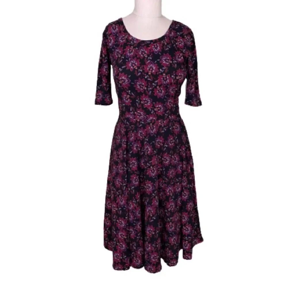 Lularoe Nicole Fit & Flare Floral Dress - Size Small